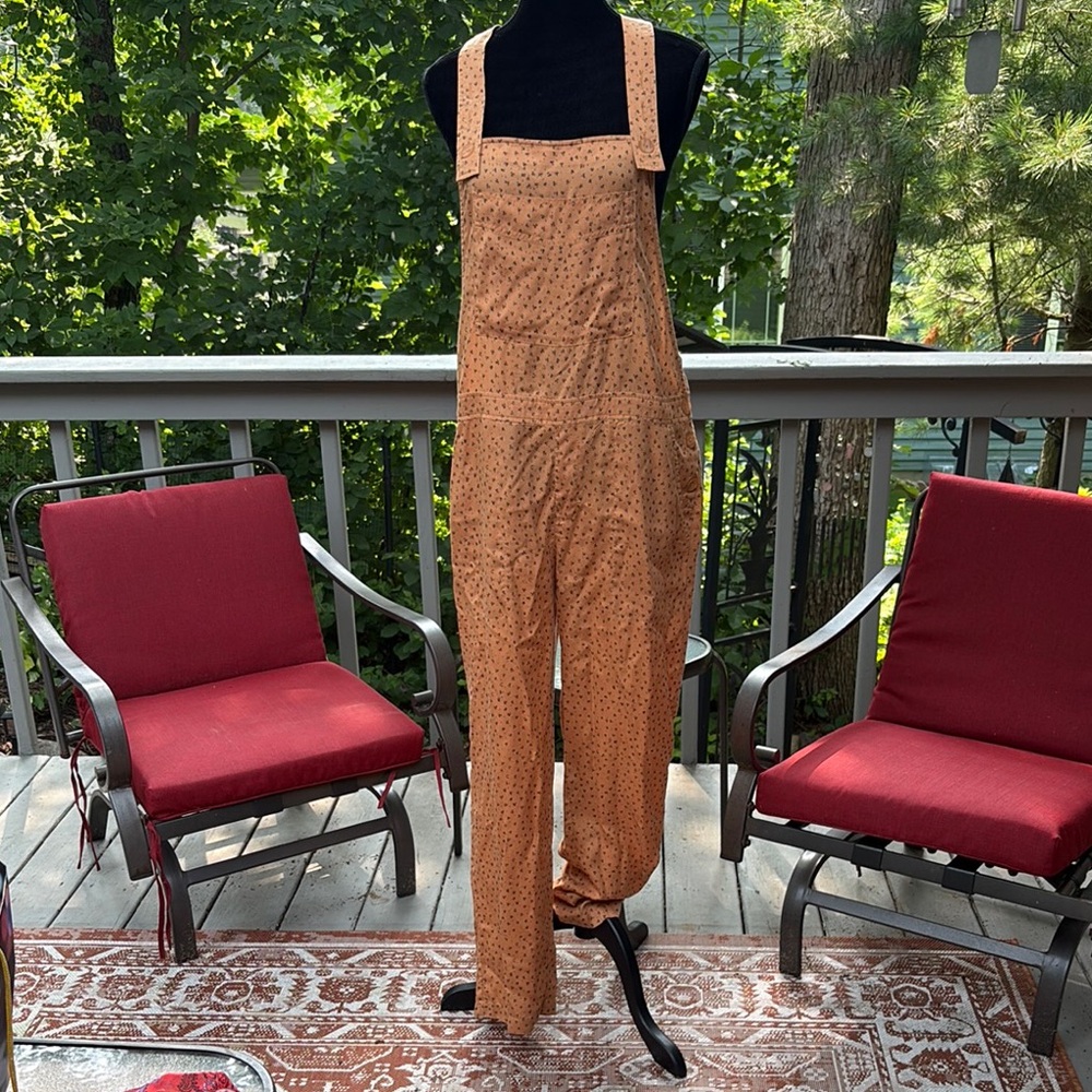 Anthropologie Tan Jumpsuit with Classic Bib-Front Design